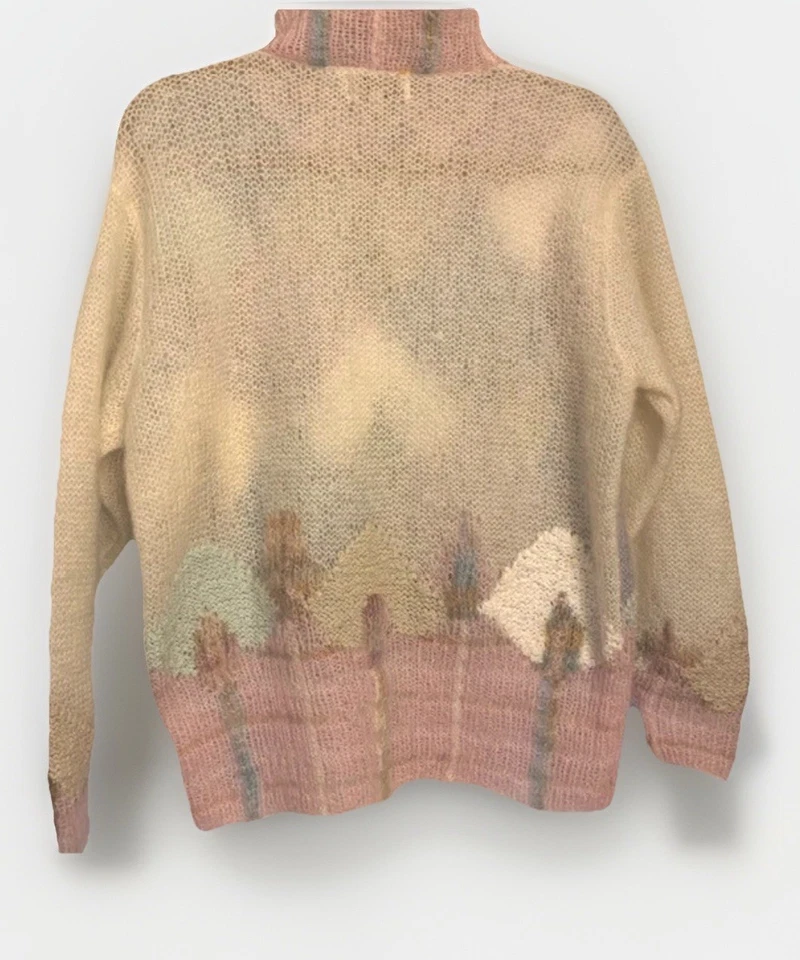 VTG Sweater Pastel Argile HandKnit Preppy Retro Soft Turtleneck Womens S Lodge - Image 4 of 4