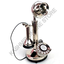 Brass Nickel & Iron Candlestick Timeless Antique Telephone For Decoration Style.