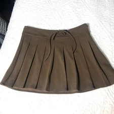 Rewash Pleated Brown Short Skirt Side Tie Back Zipper NWT Size Medium
