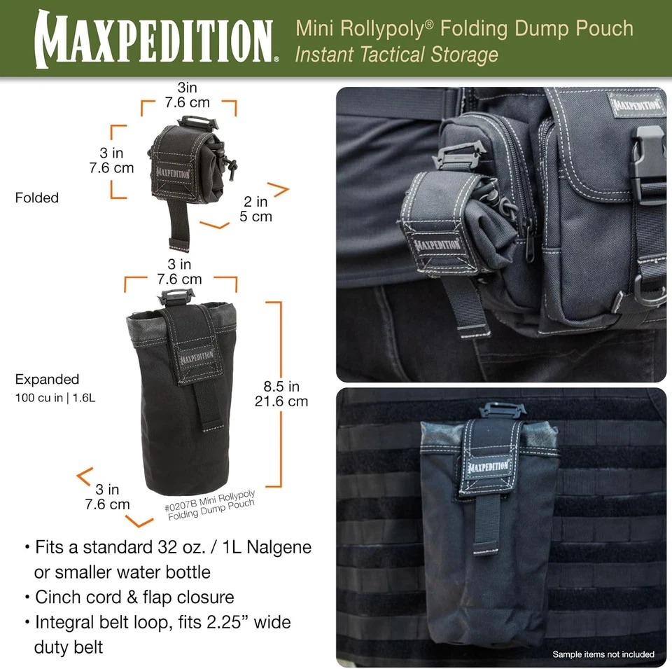 MAXPEDITION Mini Rollypoly Bolsa de Volteo Plegable Talla Única, Negro  Foto 4 de 4