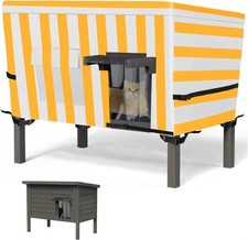 Sudiwei Feral Cat House Cover - Outdoor for Winter - L, Orange