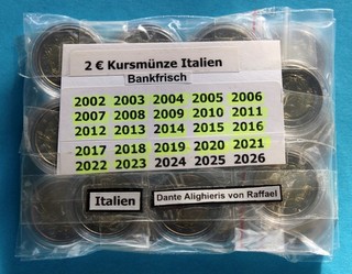 2 Euro Kursmünzen Italien in Kapsel Bankfrisch