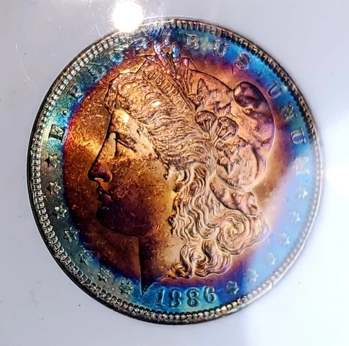 1886-P Morgan silver Dollar MS66  Fantastic Toning