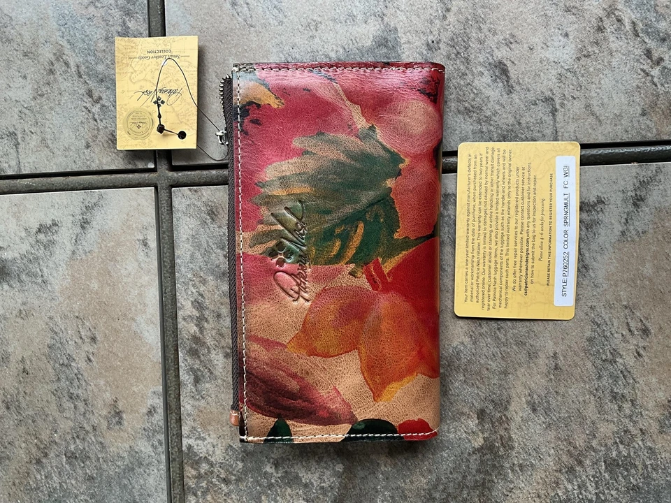 Patricia Nash Leather Wallet Marene Spring Multi Floret Twist Lock Womens NWT - Image 4 of 4