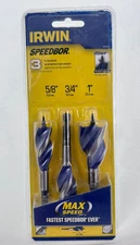 Irwin Speedbor Max Tri-Flute Bit Set, 3-Pack: 5/8, 3/4, 1. 4" Length