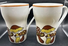 VTG STYLECRAFT ORANGE MUSHROOM GROOVY 1960s SODA SHAPE COFFEE MUG TEA CUP JAPAN