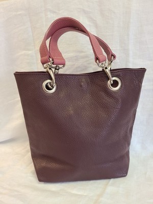 Maurizio Taiuti Italy Small Burgundy Pebbled Leather Purse Tote Hand Bag