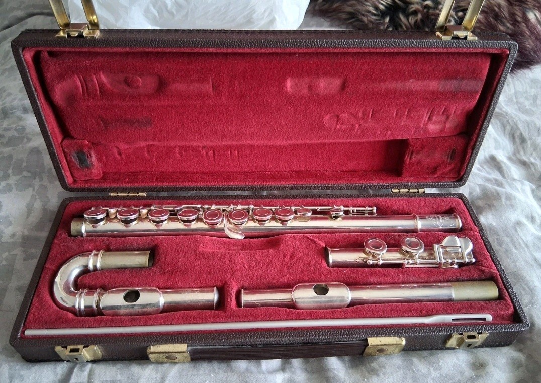 Flauta de estudiante Buffet Crampon con cabeza recta y curva, más 6 libros de música