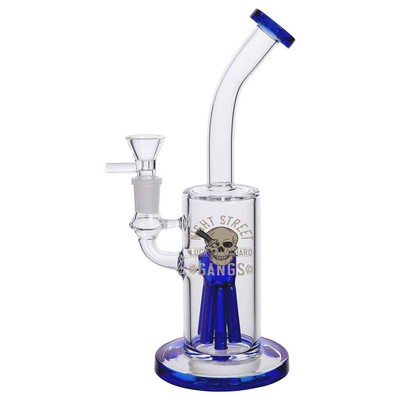 Blue Glass Hookah   5-Hose, Skull Motif Edition