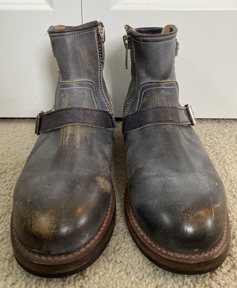 Freebird Railroad Rugged Men's Sz 8 Gray Leather Buckle Zipper