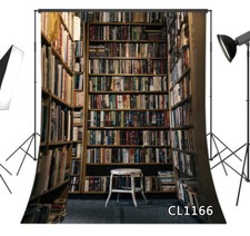 Library Bookshelf and Books Studio Backdrop 5x7ft Vinyl Photography Background