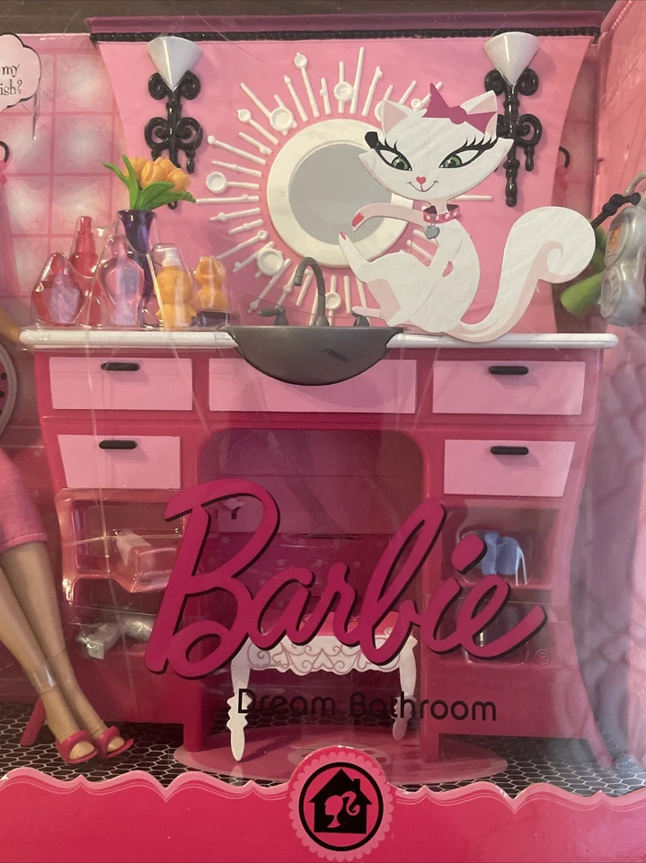 Fashion Fever Barbie Dream 2008 ¡¡¡Juego de baño!!! Tocador de ducha Dreamhouse NRFB Foto 4 de 4