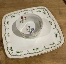 Georges Briard Victorian Garden Chip And Dip Plate Porcelain Square 10”