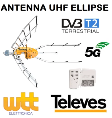 Televes Antenna Amplificata UHF Guadagno Automatico Boss Tech e T-Force