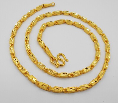 mm Link 22K 24K Thai Baht Yellow Gold Plated Necklace 24 inch