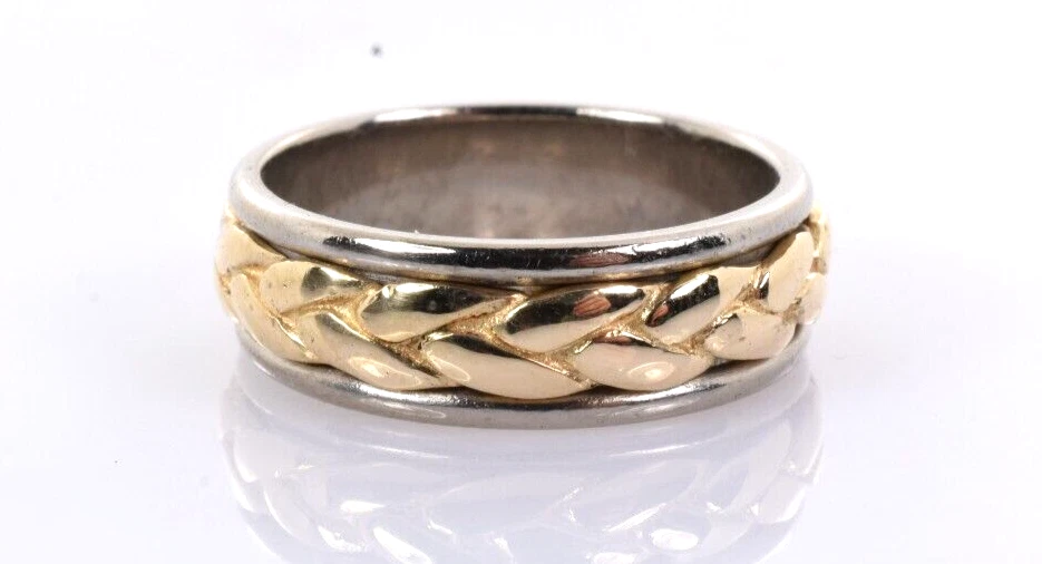 Banda trenzada James Avery paladio y oro 14k talla 6,5 Foto 2 de 3