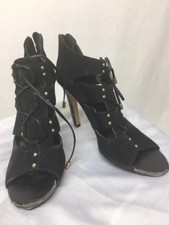 Women’s Isola  Black Suede High Heel Open Toe Sandal Size 9M