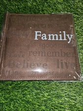 Pioneer "Family" Text Design Sewn Faux Suede Cover Photo Album, Brown