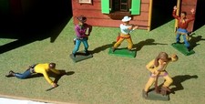 Lot 5 figurines starlux cowboys far west western