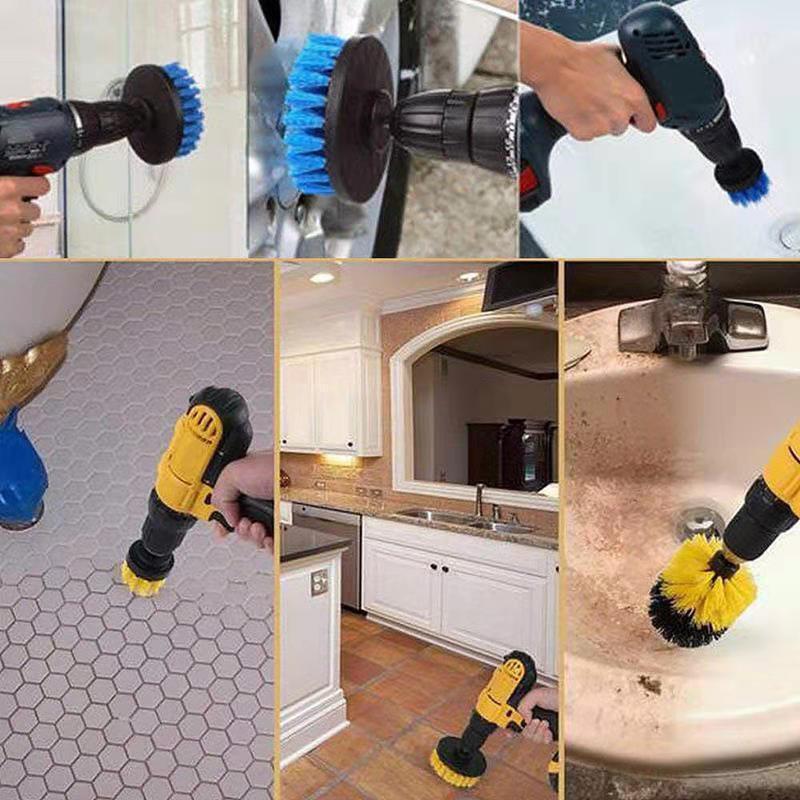 5PCS DRILL ATTACHMENT CLEANING BRUSH KIT POWER SCRUB HOME CAR TILE