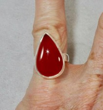 Carnelian Teardrop Ring 925 Sterling Silver Size 6 For Stability and Serenity