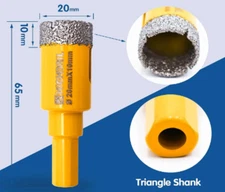 2X HIGHDRIL Diameter 20mm 4/5" Dry Diamond Core Drill Bit with Triangle Shank...