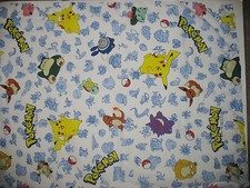 Pokemon Pikachu Nintendo Twin Flat Sheet 1998 Bright Colors Exc Crafts