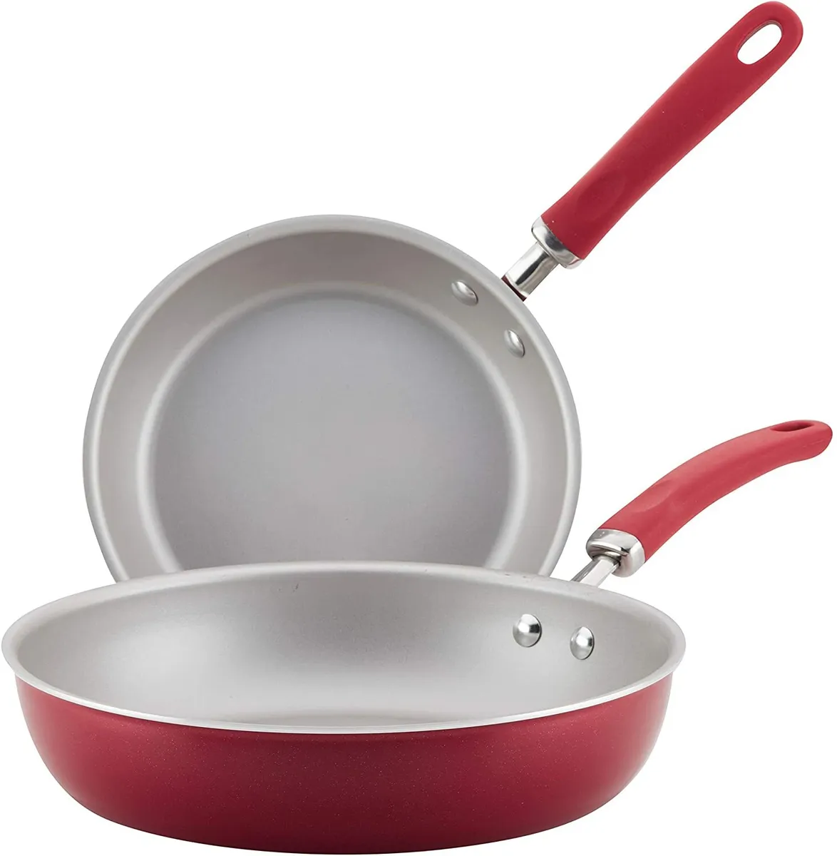 Rachael Ray Create Delicious Nonstick Frying Pan Set, Red Shimmer