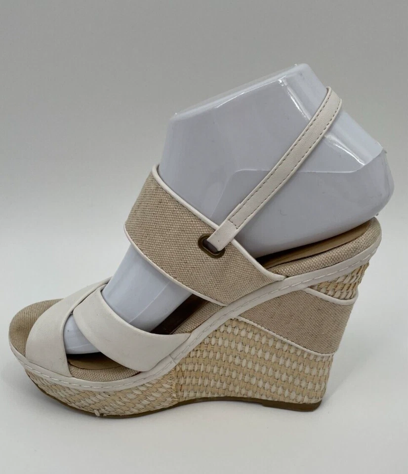 Sandalias de cuña chinas Laundry Z Favorite para mujer talla 7,5 beige lino Foto 4 de 4