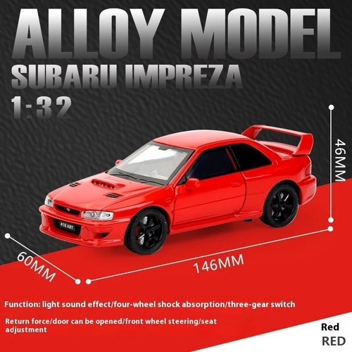 1/32 Subaru Impreza WRX STI Alloy Diecast Model Sports Car Sound Light Kids Gift - Picture 17 of 22