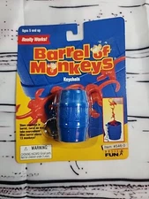 Vintage 1998 Basic Fun Barrel Of Monkeys Miniature Portable Toy Travel Keychain
