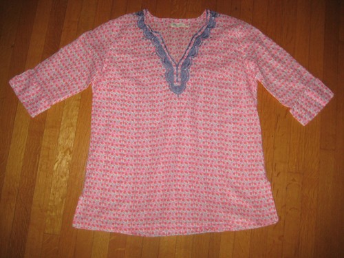 bluThreads by Rock Flower Paper Pink Women's Blouse Tunic Top Medium