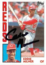 Eddie Milner autographed baseball card (Cincinnati Reds) 1984 Topps #34