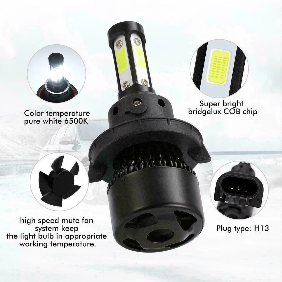 Kit de faros LED blancos 9008 para Chevy HHR 2006-2011 - 2X 6000K bombillas altas/bajas Foto 3 de 4