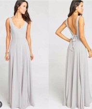 SHOW ME YOUR MUMU Jenn Maxi Dress Bridesmaid Wedding Dove Grey Chiffon NWT