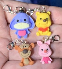 4 Pc Winnie The Pooh Tigger Piglet  Eeyore Charm Zipper Pulls Keychain Add Ons