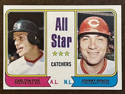 1974 Topps Baseball - #331 All Star Catchers (Fisk/Bench) NM (Set Break) - Image 1 of 4
