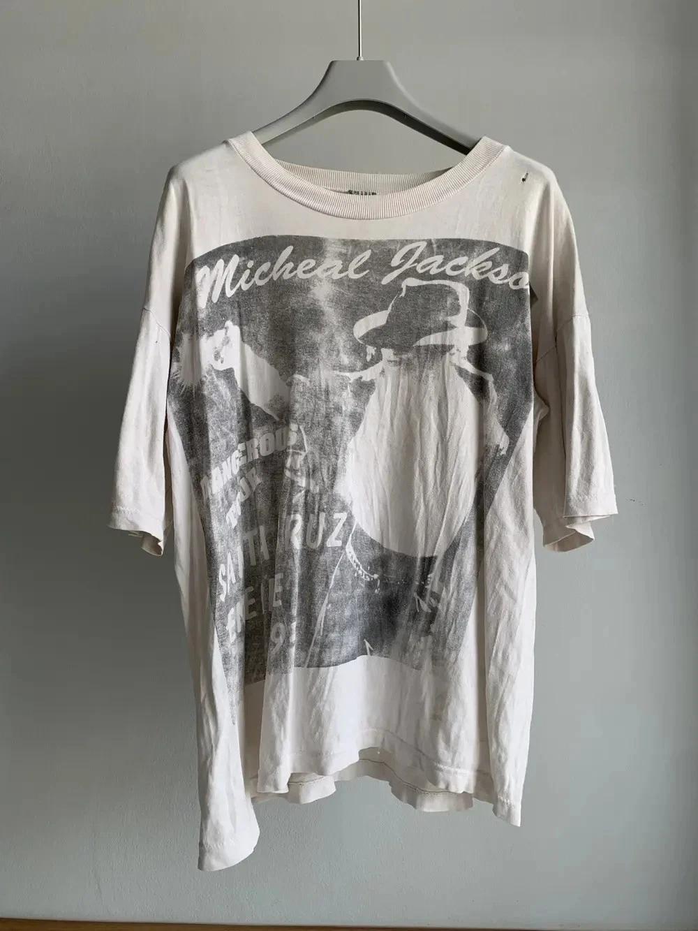Thrashed Vintage 1993s Michael Jackson Boxy Tee Distressed Grunge