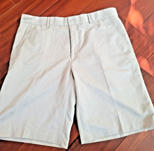 Greg Norman Men DARK Khaki Logo Performance Pleated Front Golf Short Size 34
