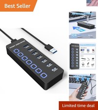 Brand New Black USB Hub 7 Ports