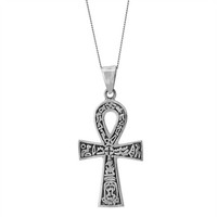 Silverly .925 Sterling Silber ÄGyptisches Kreuz Ankh Symbol AnhäNger Halskette