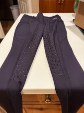 Kerrits Riding Equestrian BREECHES Silicone Full Seat PULL ON WIDE WAIST MED PUR