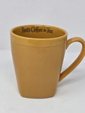 Peet's Coffee & Tea Mug Cup BIA Cordon Bleu Art Deco Logo Gold Yellow Rare