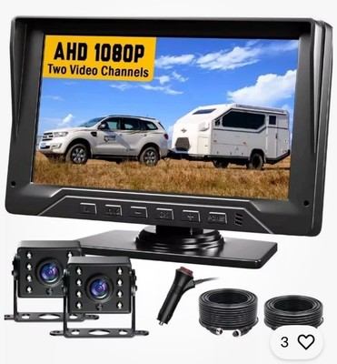 FEISIKE Dual RV Backup Camera, 7'' HD 1080P Display Lag-Free Wired Connection ...