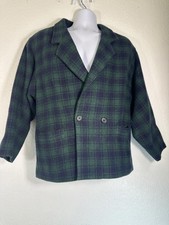 VTG Peabody House Sz 11/12 Green Navy Plaid Mohair Wool Jacket Korea Preppy