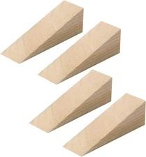 4 Pack Wooden Door Stopper Wedge Non-Slip Security Door Bottom Stopper