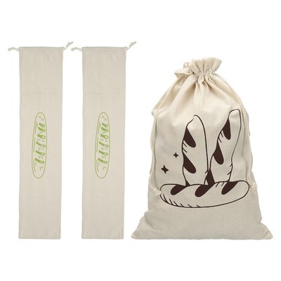 3 Pack Reusable Bread Bags with Liner, Green Print/Coffee Bread
