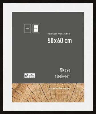 Nielsen Holz-Bilderrahmen Skava schwarz 50x60 cm mit Passepartout 40x50 cm - Bild 1 von 4