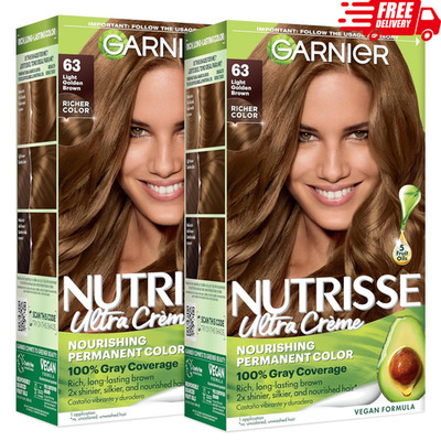 Garnier Nutrisse Ultra Crème Hair Color, 63 Light Golden Brown, 2 Count