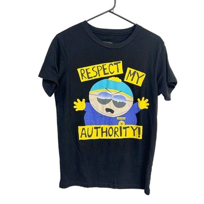 South Park Respect My Authority Cartman Graphic Tee Small Black Y2K Cartoon